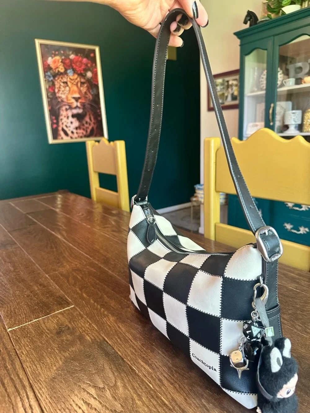 Coachtopia Alter Ego Black and White Checkered Medium Bag - Picture 2 of 5